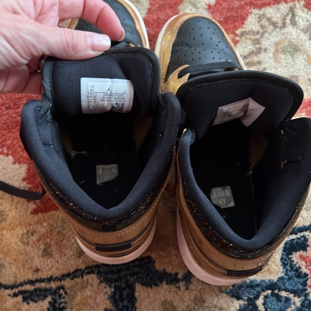 Black and Gold High-Top Sneakers